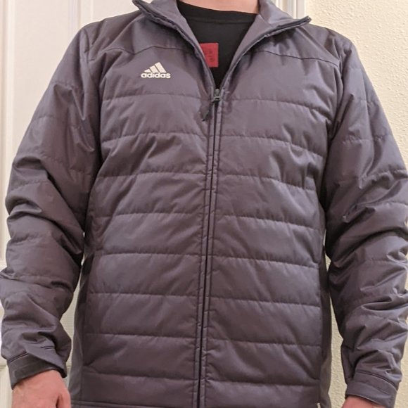 Adidas Sl transition jacket men's size medium gray puffer zips up onix coat - Picture 6 of 14